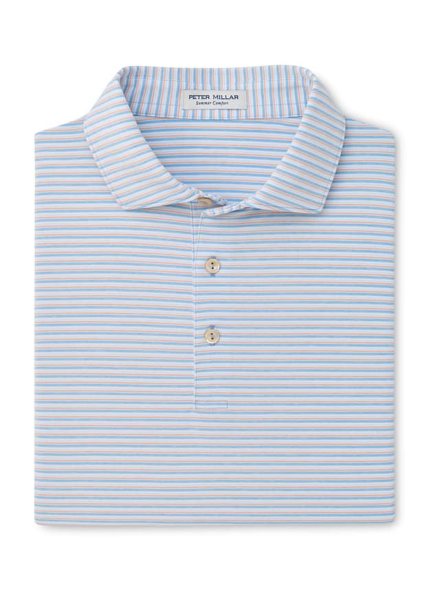 Peter Millar Men's Brooks Performance Jersey Polo - Cottage Blue (CBLU) 3XL