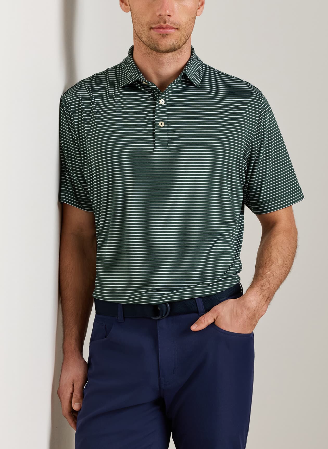 Peter Millar Men's Merion Performance Jersey Polo - F26 - Green 3XL