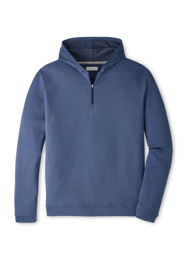 Peter Millar Men's Pine Quarter-Zip Performance Hoodie - Navy 3XL