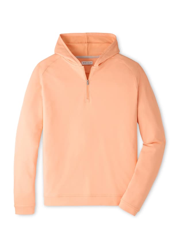 Peter Millar Men's Pine Quarter-Zip Performance Hoodie - Orange 3XL