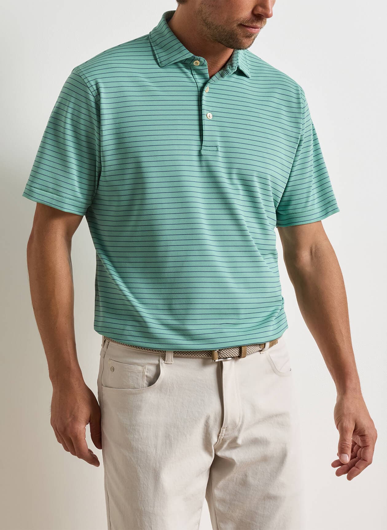 Peter Millar Men's Winston Performance Mesh Polo - F26 - Green 3XL