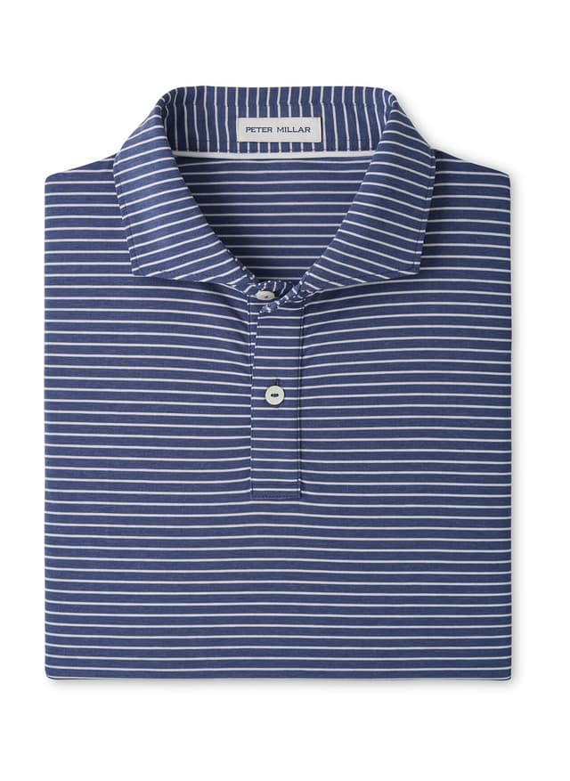 Peter Millar Men's Etc Stripe Performance Jersey Polo - Blue 3XL