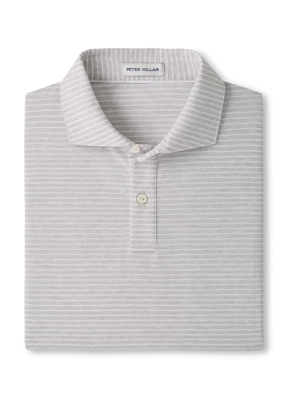 Peter Millar Men's Etc Stripe Performance Jersey Polo - Light Grey 3XL
