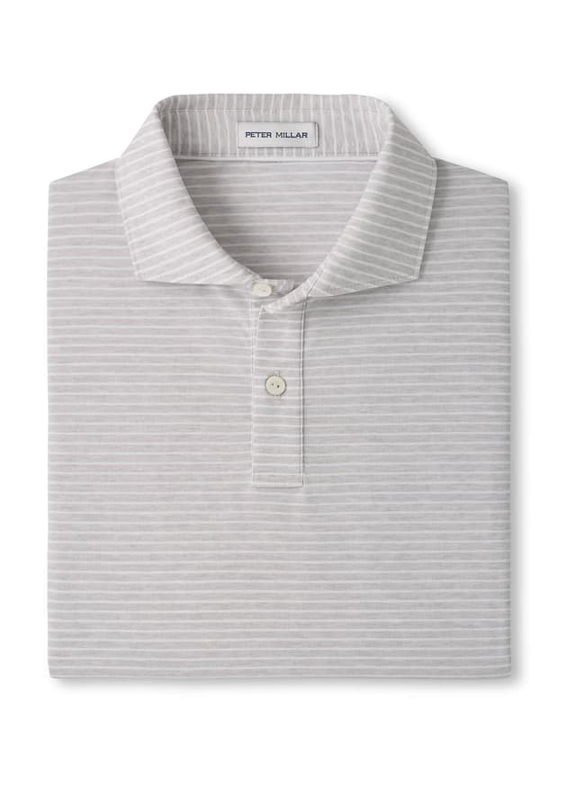 Peter Millar Men's Etc Stripe Performance Jersey Polo - Light Grey 3XL