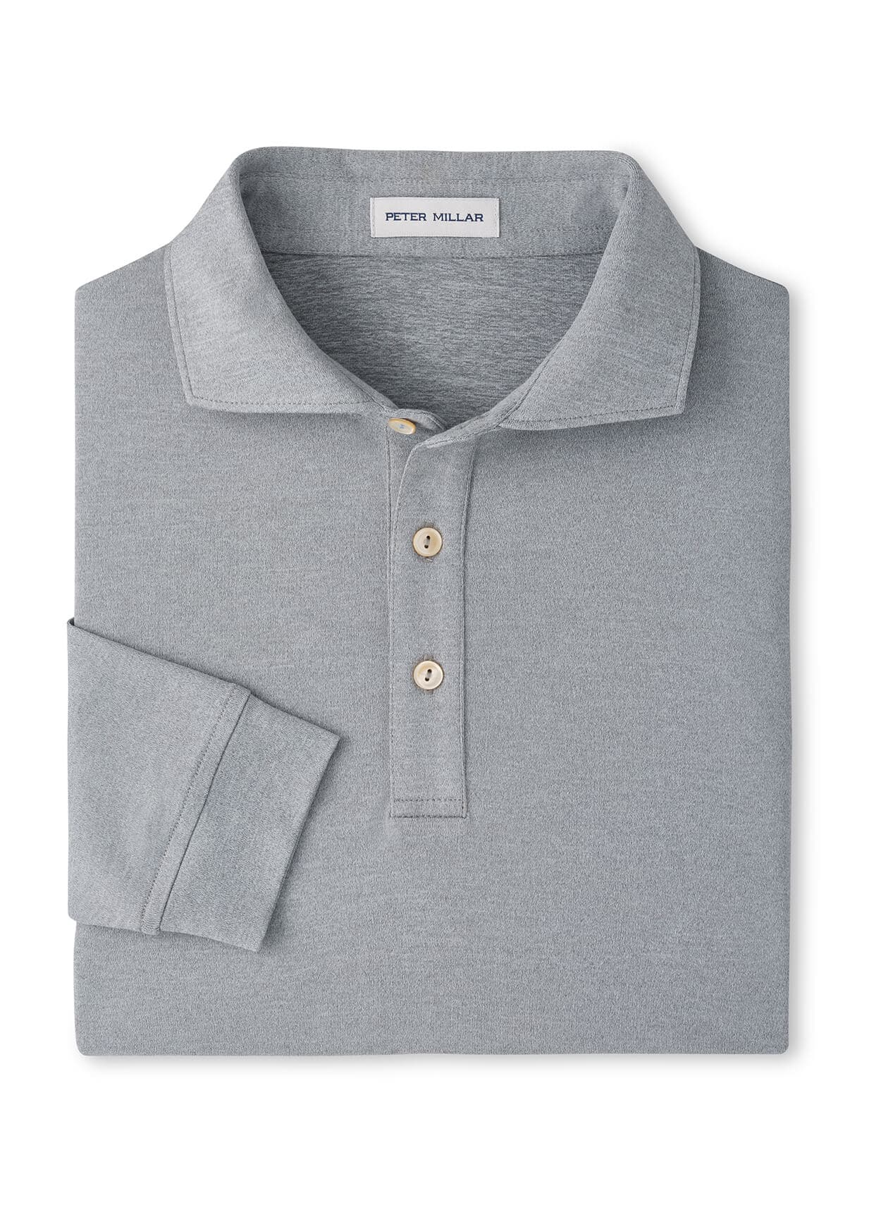 Peter Millar Men's Lyons Performance Jersey Long-Sleeve Polo - F26 - Light Grey 3XL