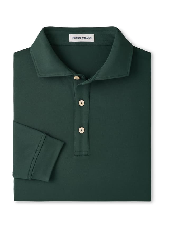Peter Millar Men's Lyons Performance Jersey Long-Sleeve Polo - F26 - Green 3XL