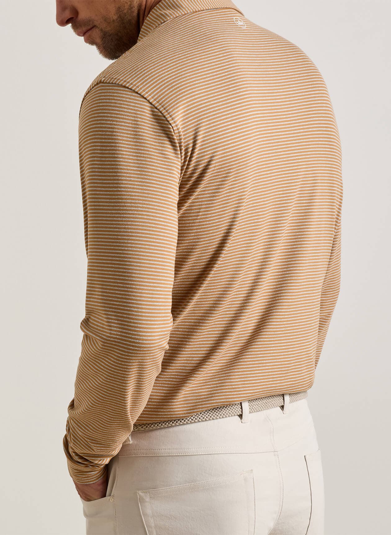 Peter Millar Men's Lyons Stripe Performance Jersey Long-Sleeve Polo - Orange 3XL