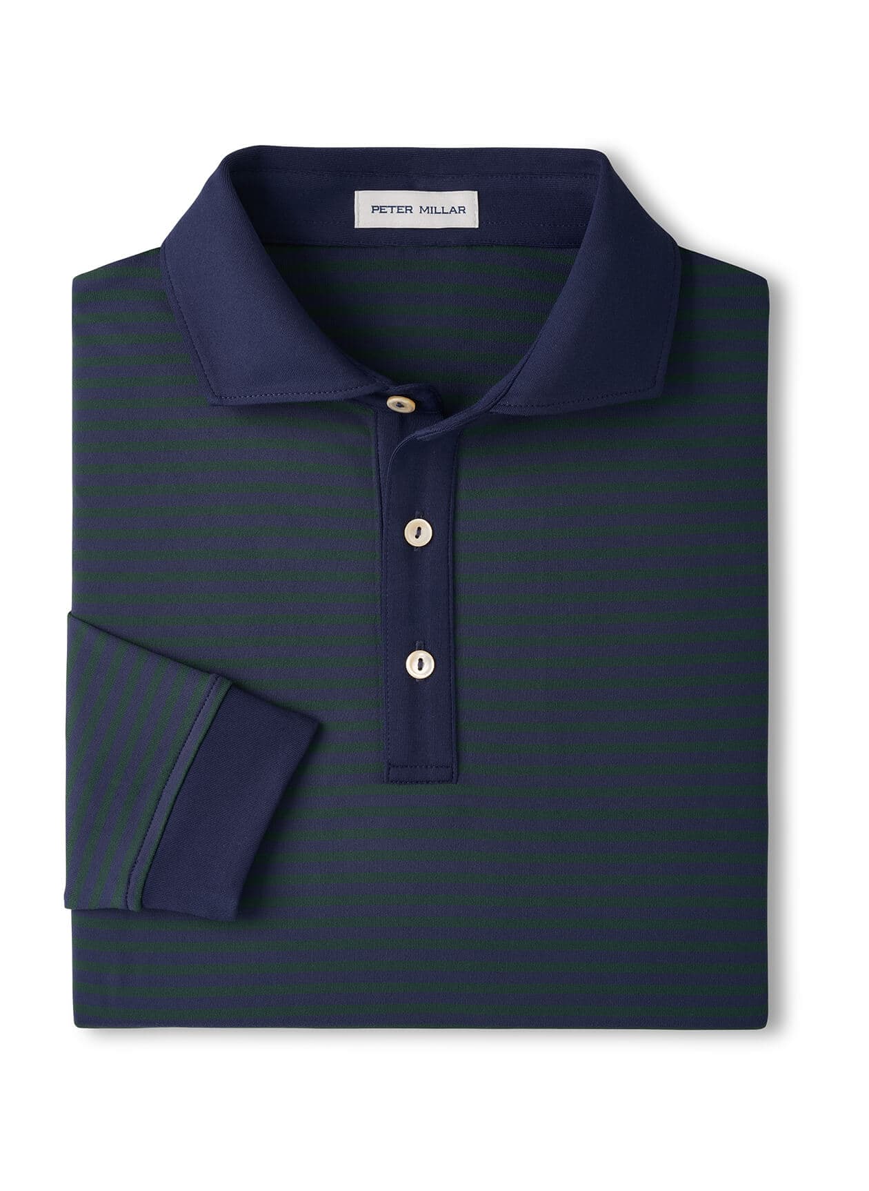 Peter Millar Men's Lyons Stripe Jersey Performance Long-Sleeve Polo