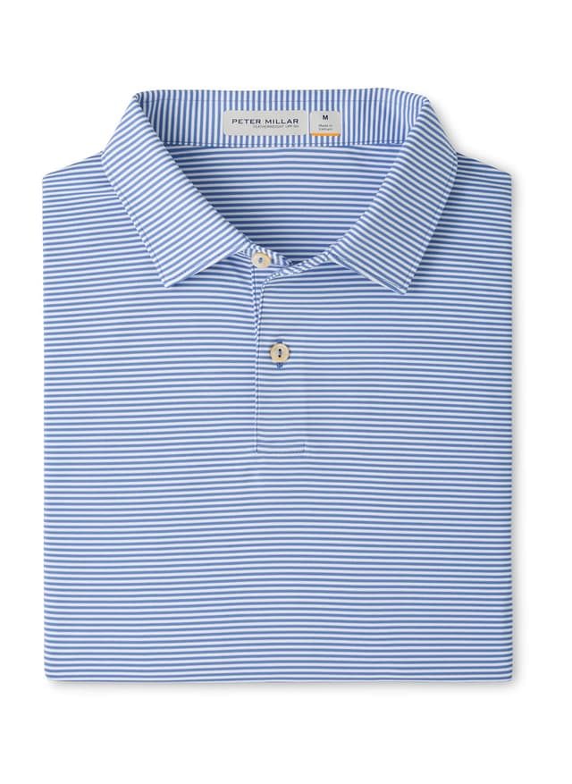 Peter Millar Men's Featherweight Market Stripe Performance Polo - F26 - Blue 3XL