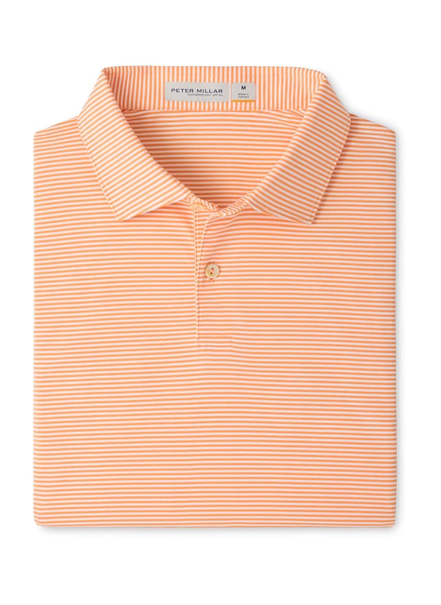 Peter Millar Men's Featherweight Market Stripe Performance Polo - F26 - Orange 3XL