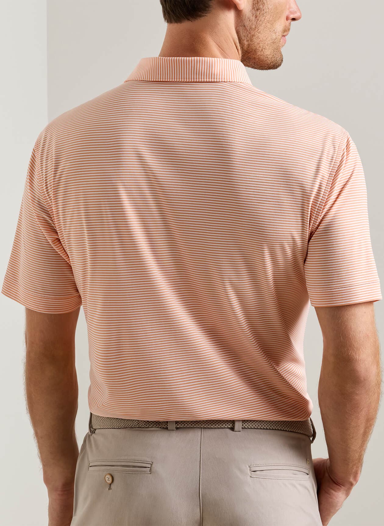 Peter Millar Men's Featherweight Market Stripe Performance Polo - F26 - Orange 3XL
