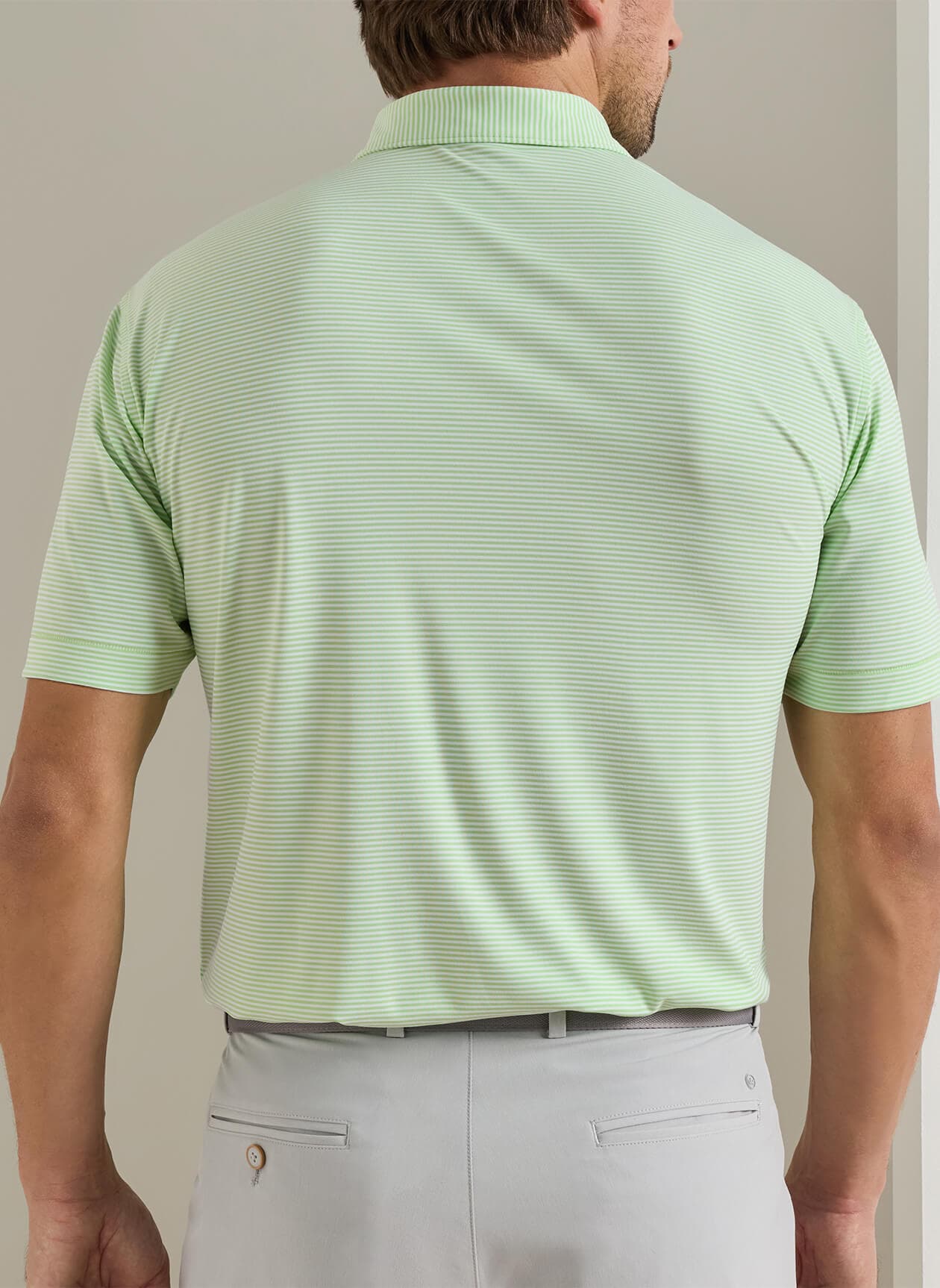 Peter Millar Men's Featherweight Market Stripe Performance Polo - F26 - Green 3XL