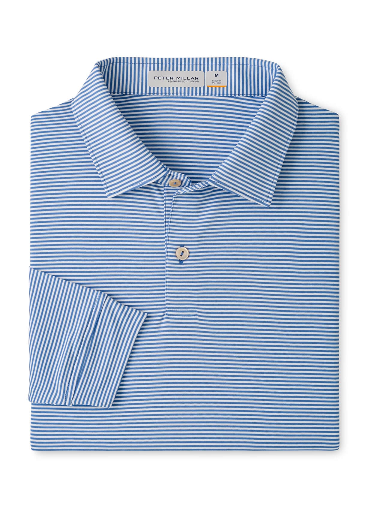Peter Millar Men's Featherweight Market Stripe Long-Sleeve Performance Polo - F26