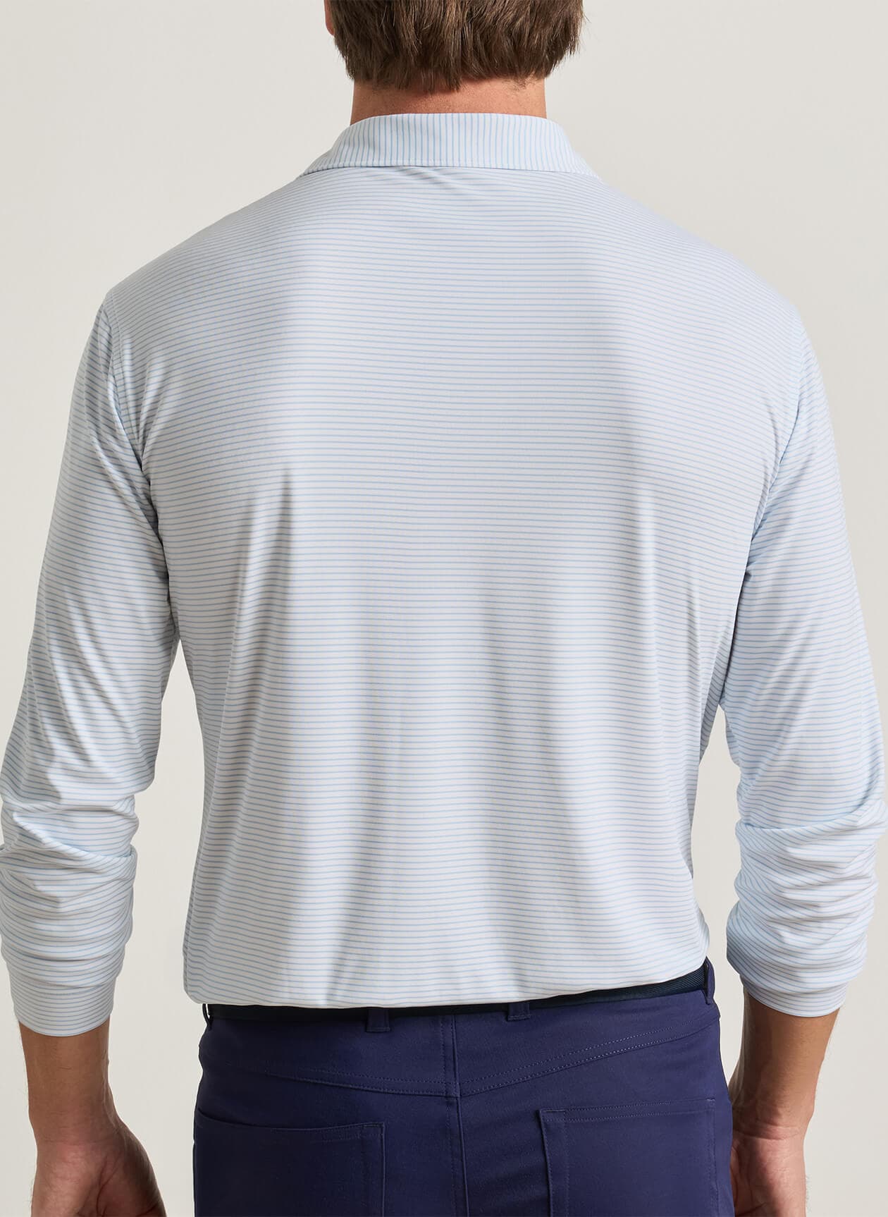 Peter Millar Men's Featherweight Park Stripe Long-Sleeve Performance Polo - White 3XL
