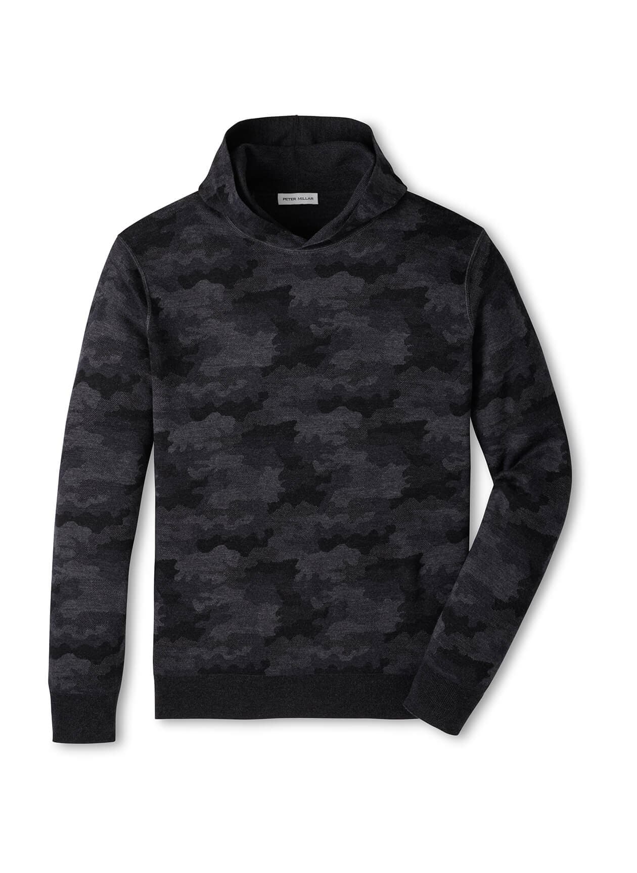 Peter Millar Men's Reversible Camo Popover Hoodie F26 - Black 3XL