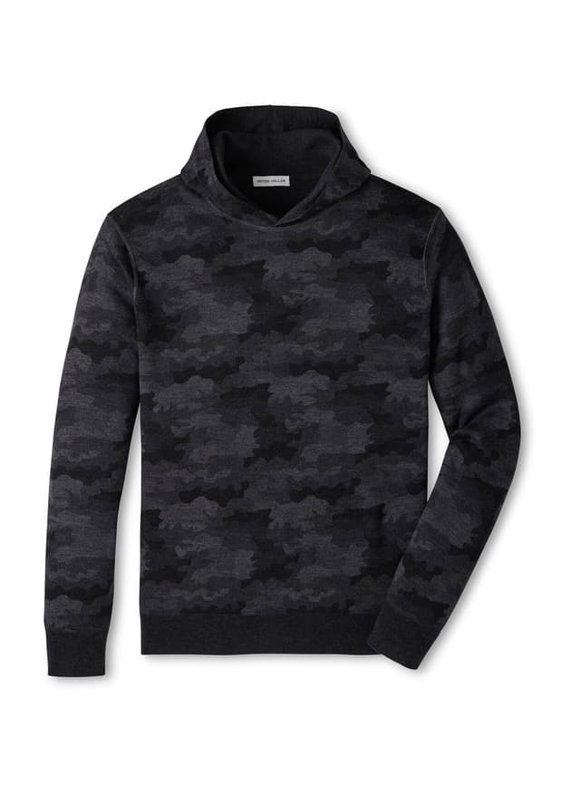 Peter Millar Men's Reversible Camo Popover Hoodie F26 - Black 3XL