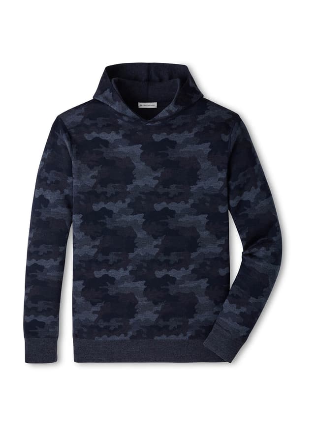 Peter Millar Men's Reversible Camo Popover Hoodie F26 - Navy 3XL