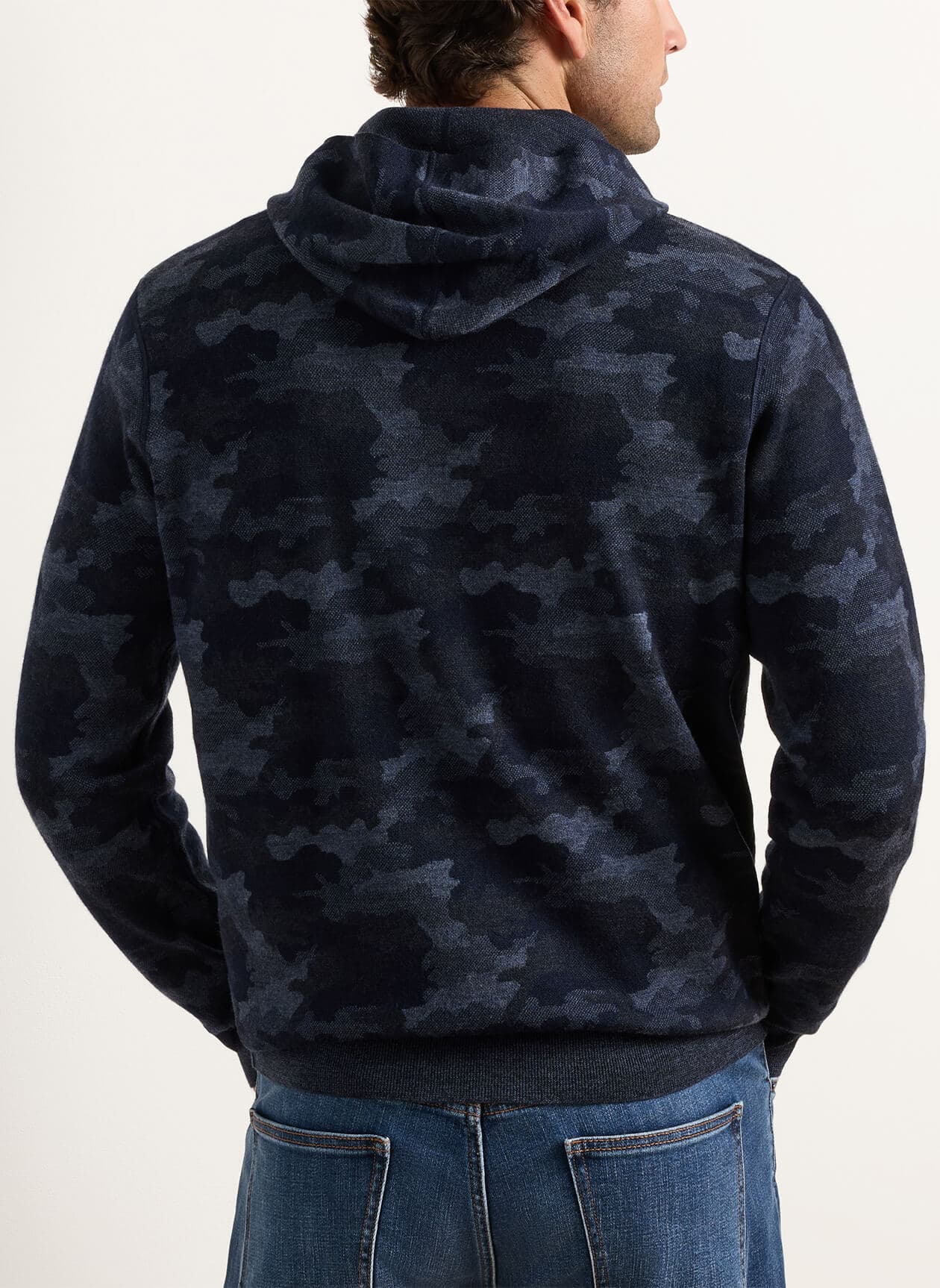 Peter Millar Men's Reversible Camo Popover Hoodie F26 - Navy 3XL