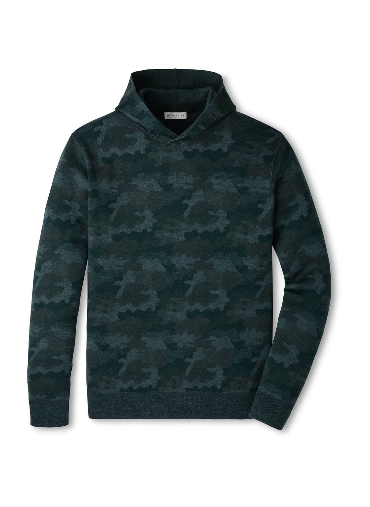 Peter Millar Men's Reversible Camo Popover Hoodie F26 - Green 3XL