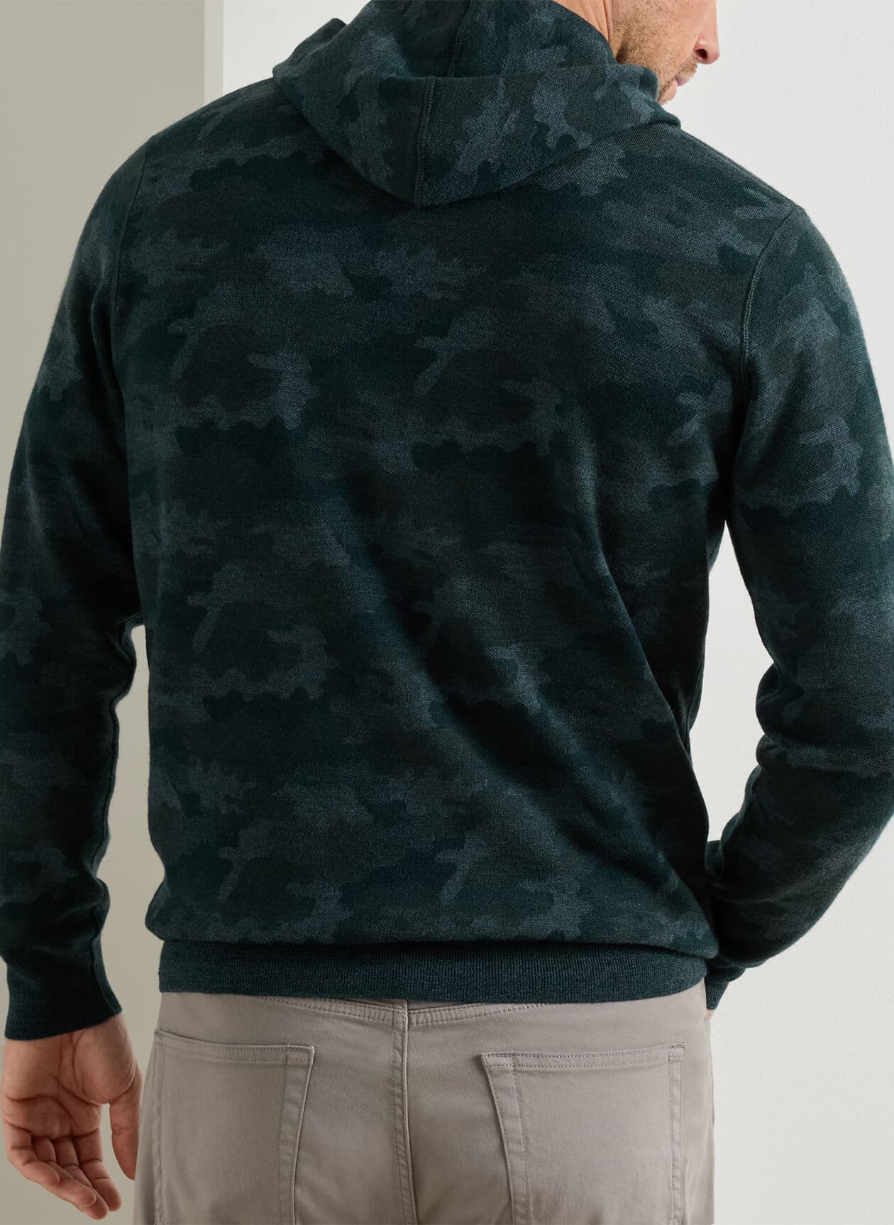 Peter Millar Men's Reversible Camo Popover Hoodie F26 - Green 3XL