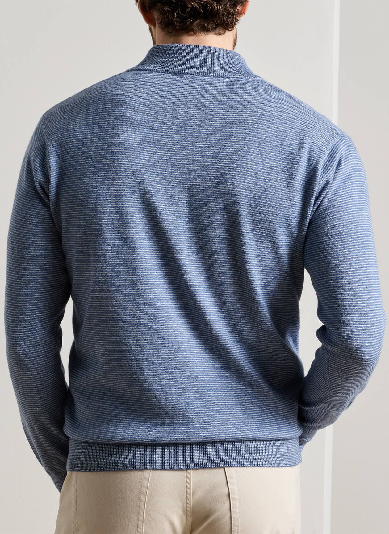 Peter Millar Men's Canton Stripe Quarter-Zip Sweater F26 - Blue 3XL