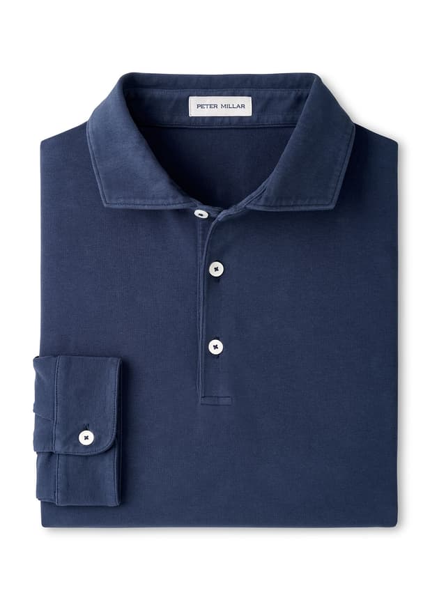 Peter Millar Men's Crown Flex Cotton Long-Sleeve Polo - Navy 3XL