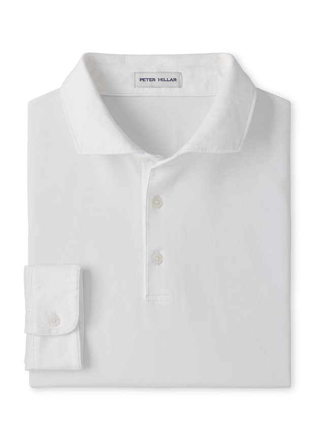 Peter Millar Men's Crown Flex Cotton Long-Sleeve Polo - White 3XL