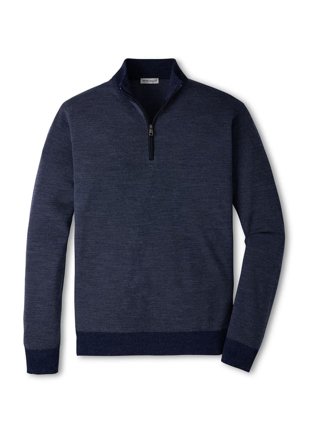 Peter Millar Men's Blair Birdseye Quarter-Zip Sweater - Navy 3XL