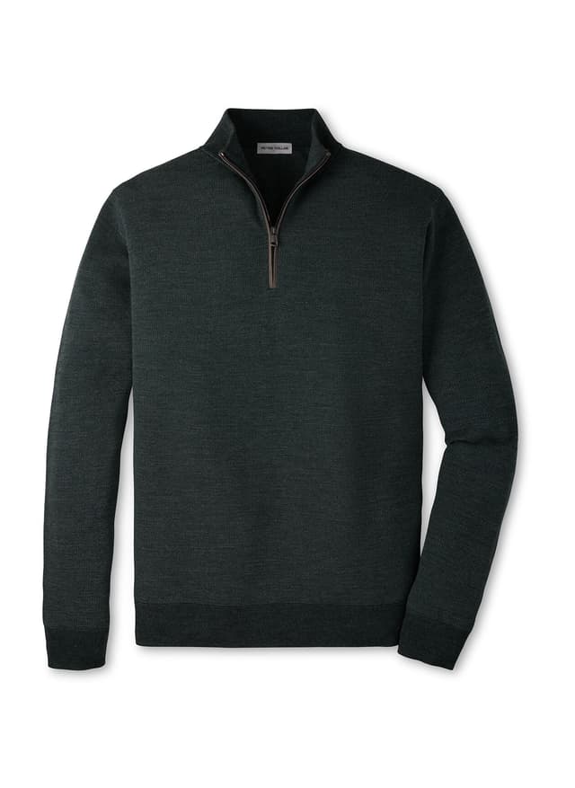 Peter Millar Men's Blair Birdseye Quarter-Zip Sweater - Green 3XL