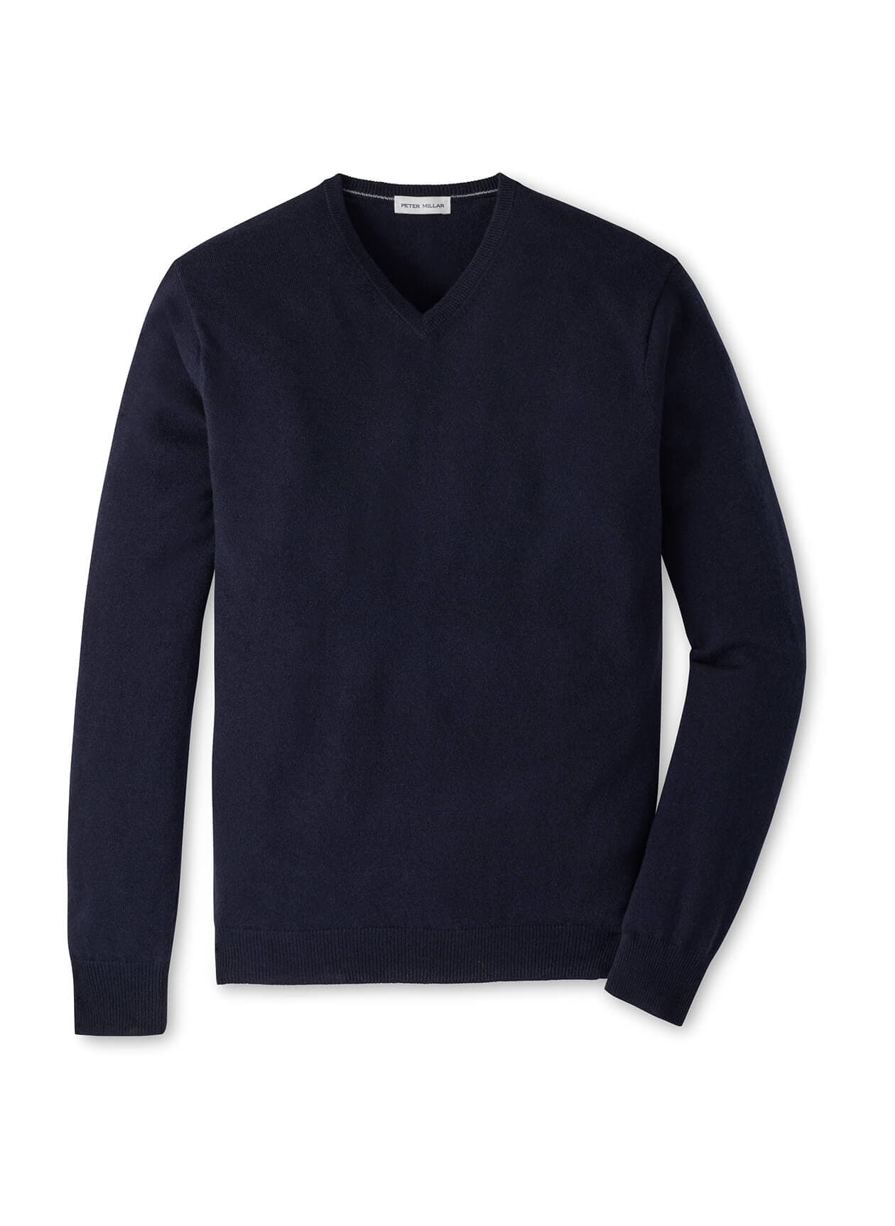 Peter Millar Men's Crown Heritage Cashmere V-Neck Sweater F26 - Navy 3XL