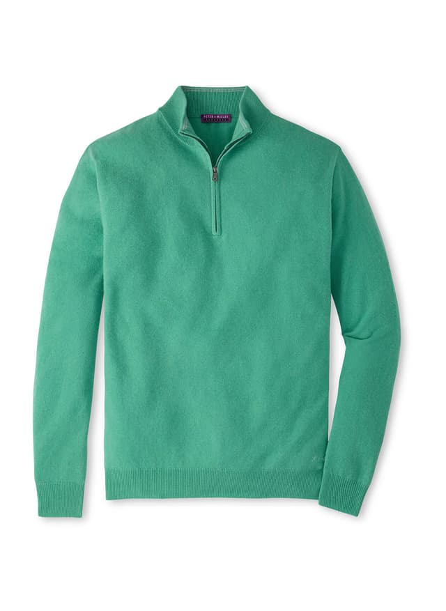 Peter Millar Men's Crown Anniversary Cashmere Quarter-Zip Sweater - Mint (MIN) 3XL