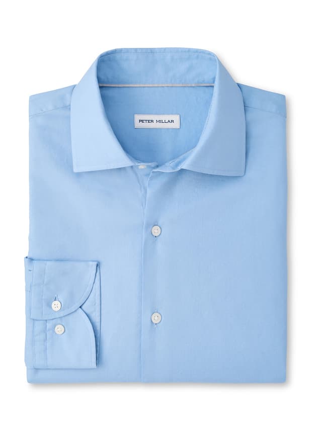 Peter Millar Men's Cool Twill Cotton Modal Sport Shirt - Cyan 3XL