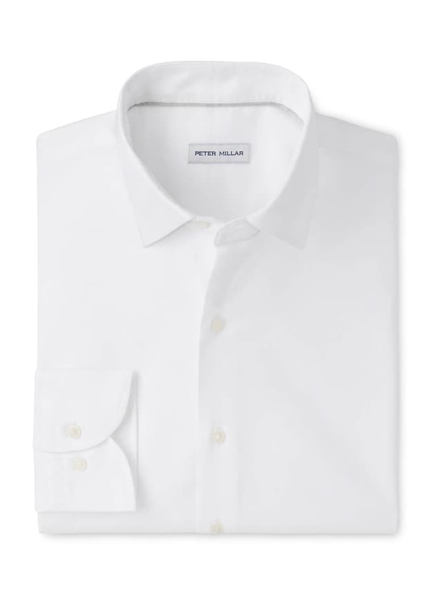 Peter Millar Men's Cool Twill Cotton Modal Sport Shirt - White 3XL