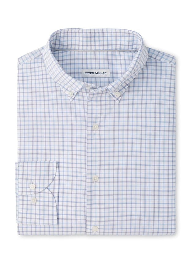 Peter Millar Men's Bruce Crown Lite Cotton-Stretch Sport Shirt - Blue 3XL