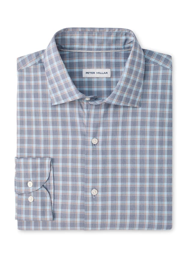 Peter Millar Men's Lincoln Crown Lite Cotton-Stretch Sport Shirt - Navy 3XL