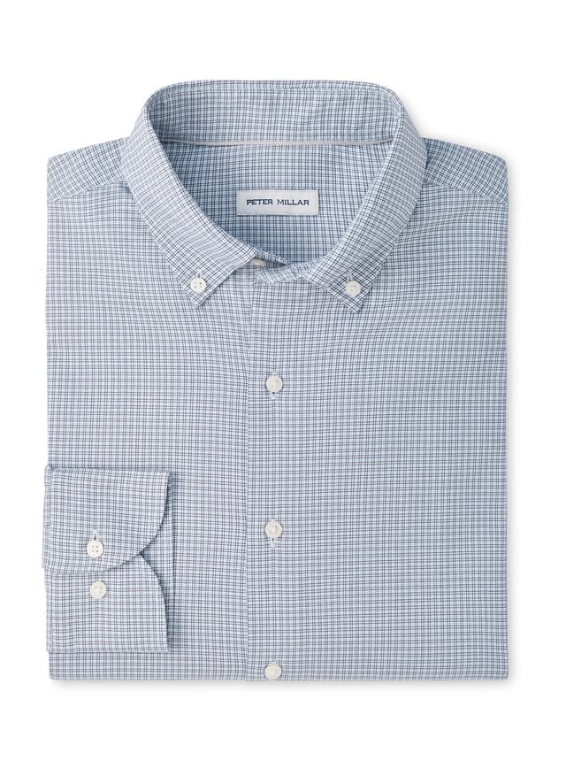 Peter Millar Men's Gregory Crown Lite Cotton-Stretch Sport Shirt - Light Grey 3XL