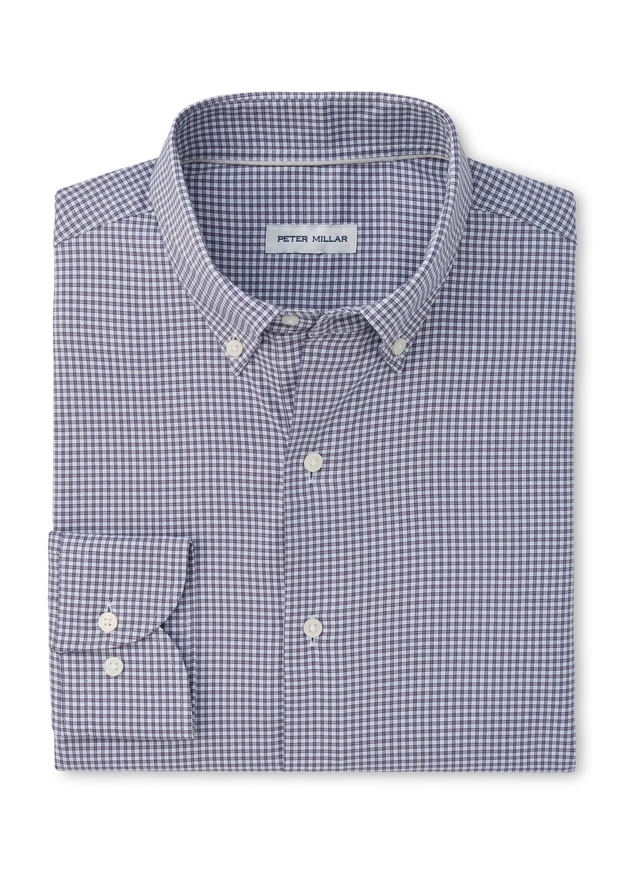 Peter Millar Men's Gregory Crown Lite Cotton-Stretch Sport Shirt - Purple 3XL