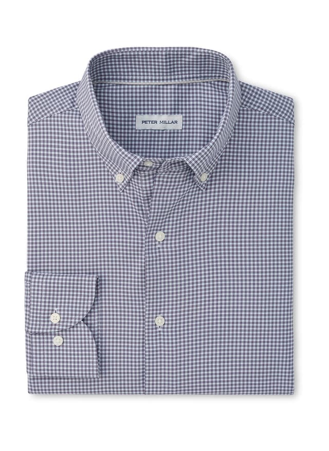 Peter Millar Men's Gregory Crown Lite Cotton-Stretch Sport Shirt - Purple 3XL