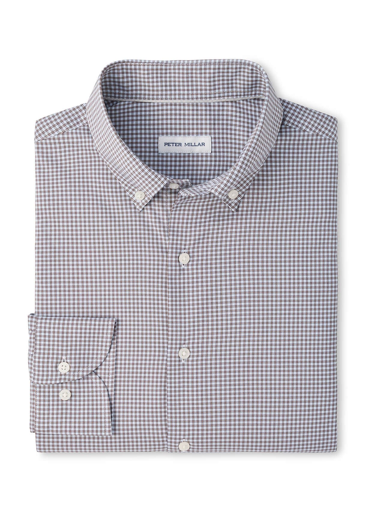 Peter Millar Men's Gregory Crown Lite Cotton-Stretch Sport Shirt - Brown 3XL
