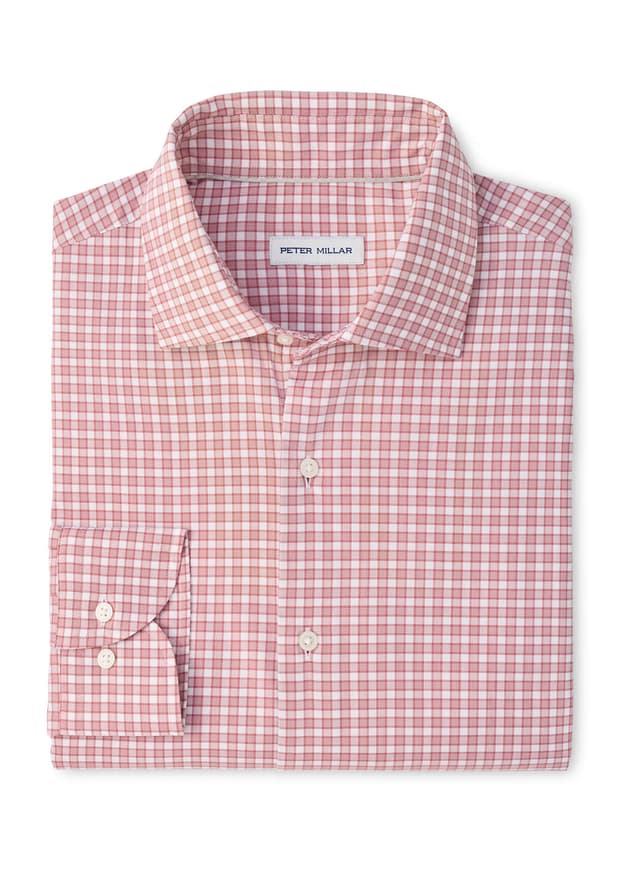 Peter Millar Men's Atlas Crown Lite Cotton-Stretch Sport Shirt - Red 3XL