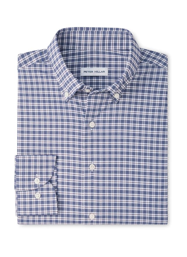 Peter Millar Men's Clark Performance Twill Sport Shirt - Navy 3XL
