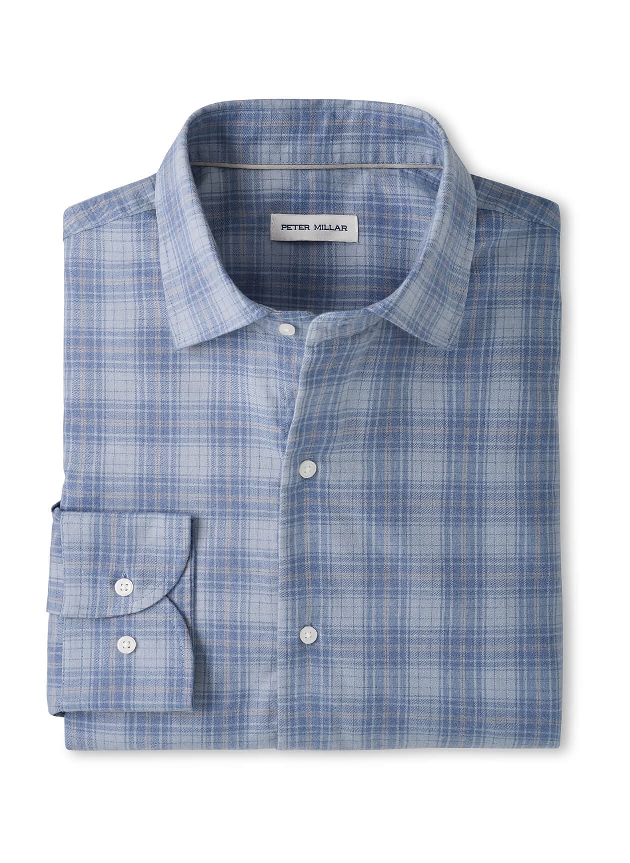 Peter Millar Men's Dean Performance Flannel Sport Shirt - Cyan 3XL