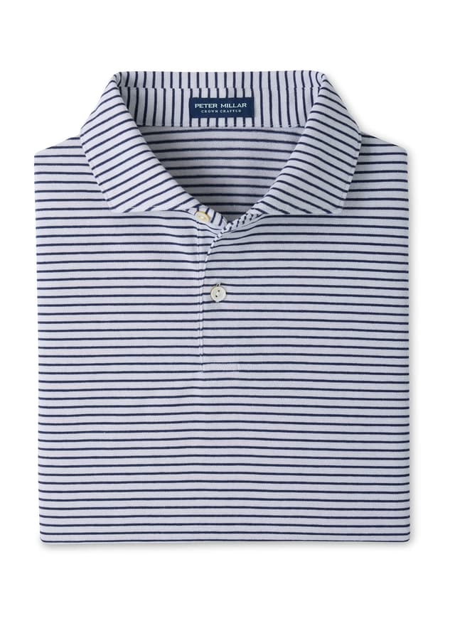 Peter Millar Men's Albatross Stripe Cotton-Blend Pique Polo - F26 - Gale Grey (GALE) 3XL