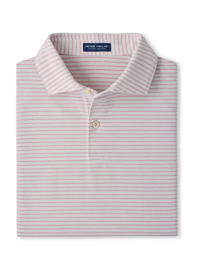 Peter Millar Men's Albatross Stripe Cotton-Blend Pique Polo - F26 - Grey Mist 3XL