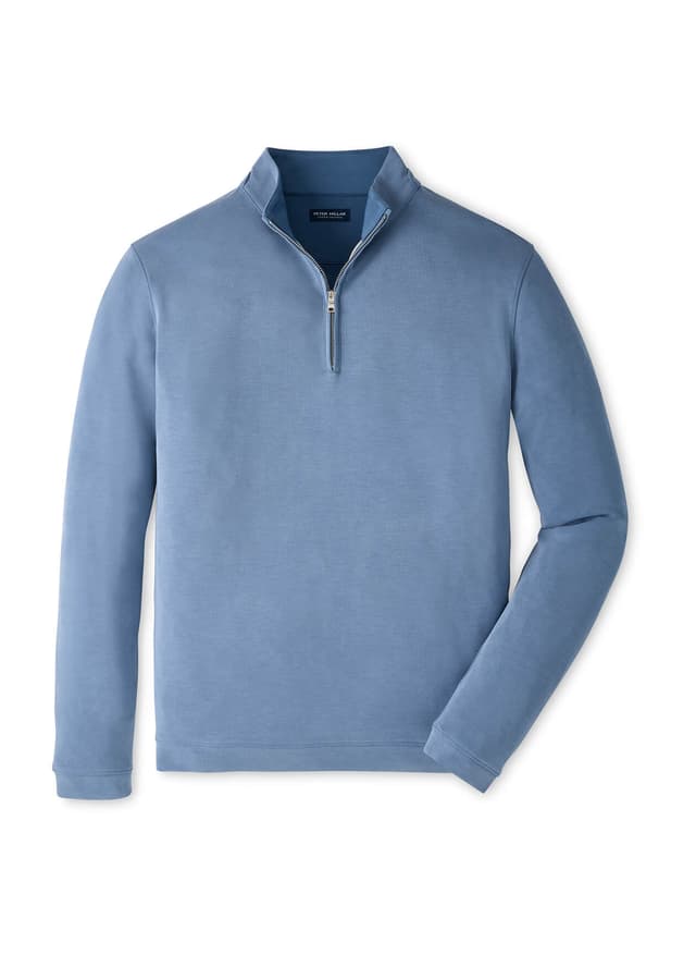 Peter Millar Men's Soft Suede Performance Quarter-Zip - Cyan 3XL