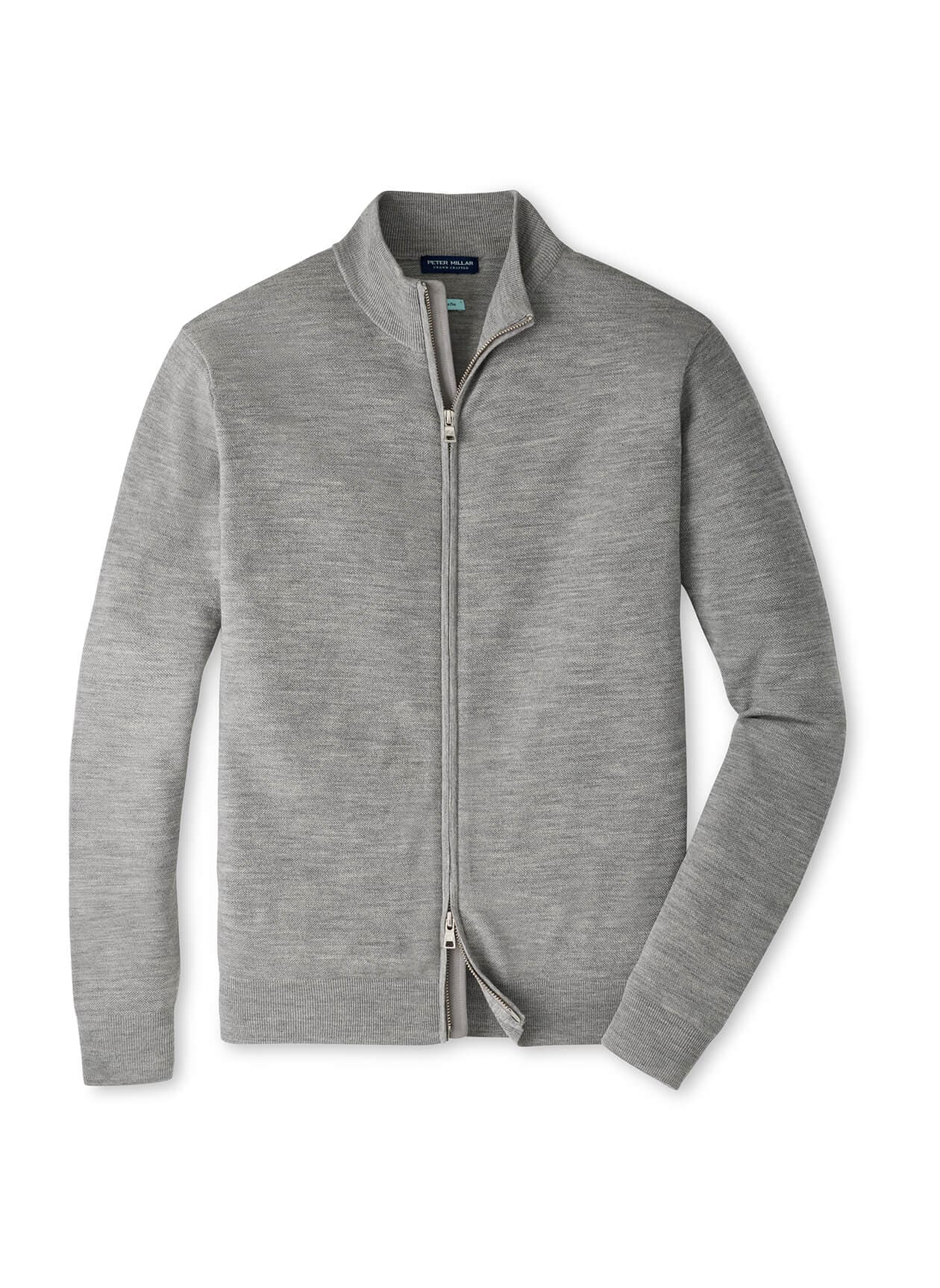 Peter Millar Men's Excursionist Flex Full-Zip Sweater - Light Grey 3XL