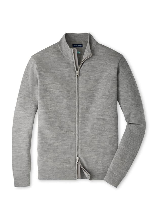 Peter Millar Men's Excursionist Flex Full-Zip Sweater - Light Grey 3XL