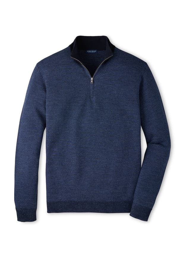 Peter Millar Men's Ashland Quarter-Zip Sweater F26 - Navy 3XL