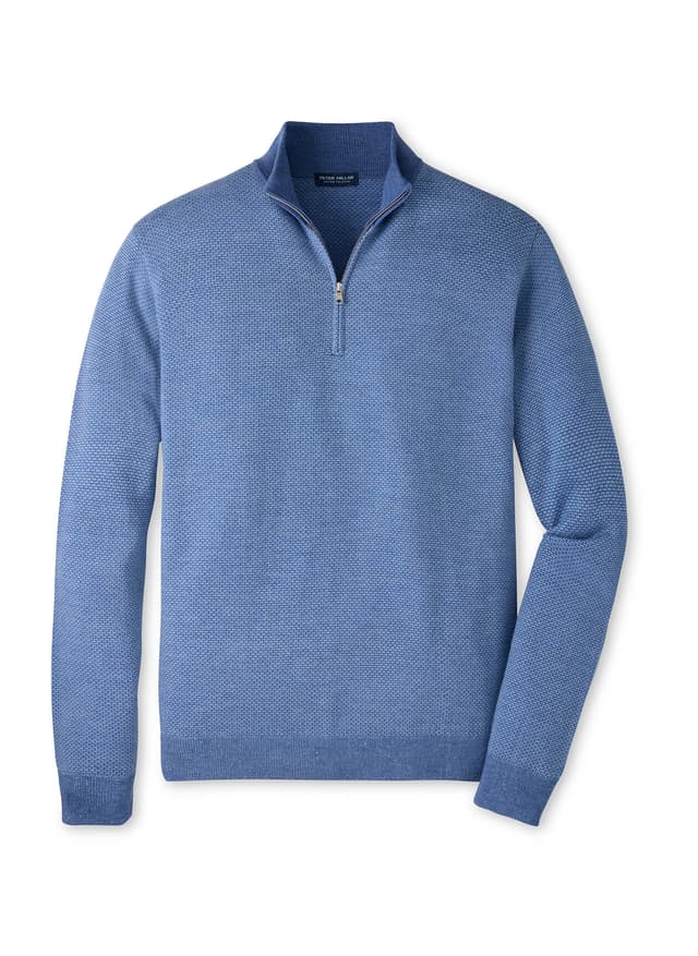 Peter Millar Men's Ashland Quarter-Zip Sweater F26 - Cyan 3XL