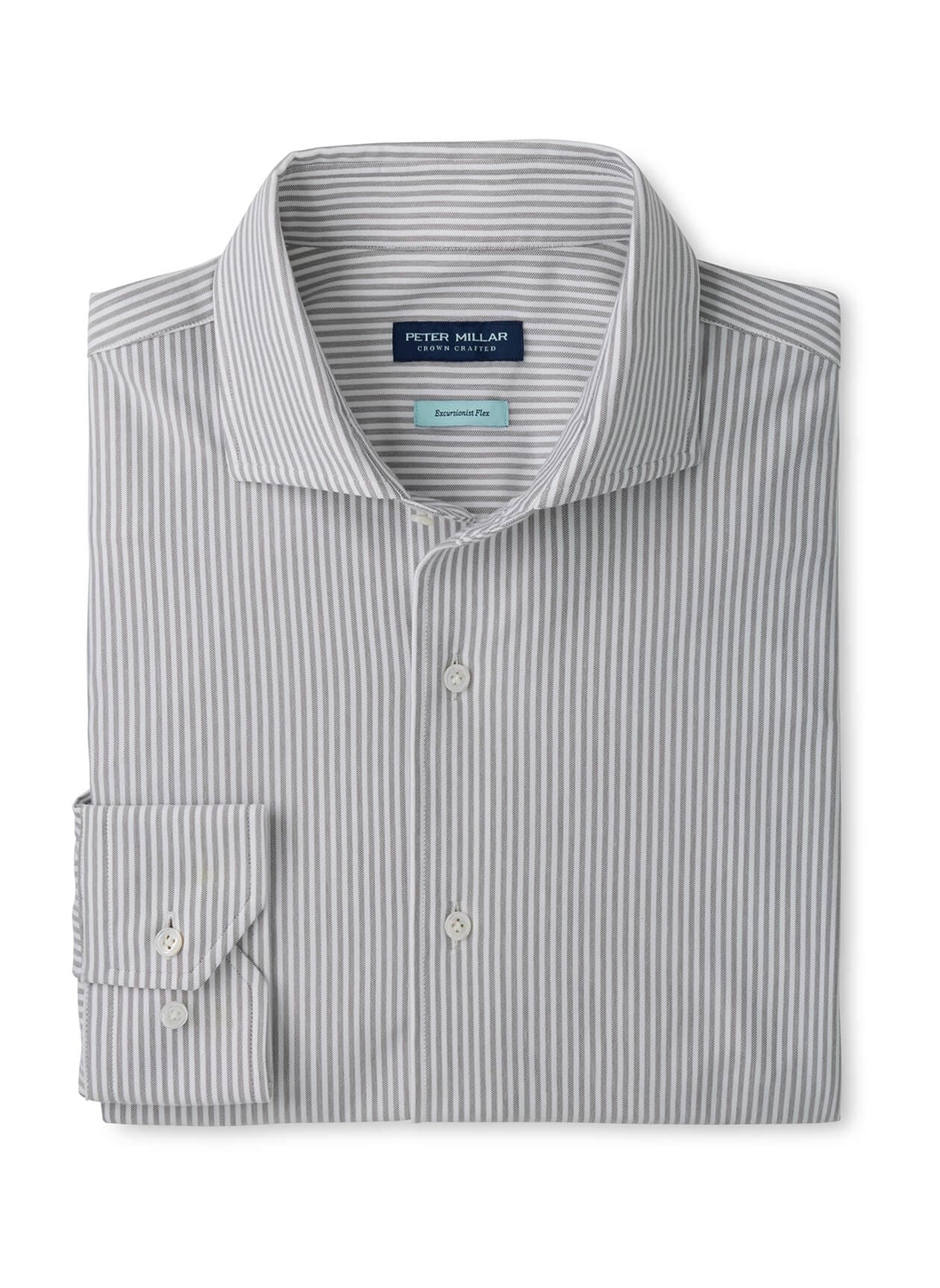 Peter Millar Men's Excursionist Flex Stripe Sport Shirt F26 - Dark Grey 3XL